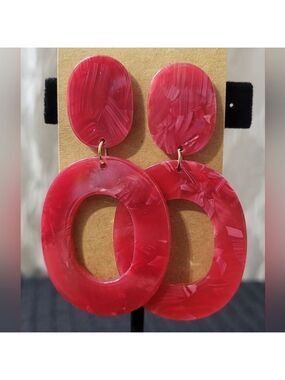 Acrylic Post Earrings - Shades of Red Marble Tortoise